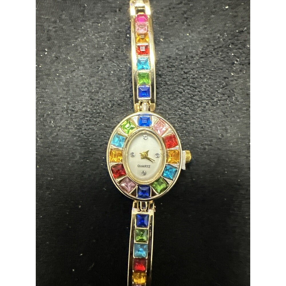 Women's Rumours Quartz Watch Gold-Tone Multicolor Rhinestone Bracelet